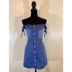 Bebe Off-Shoulder Denim Dress
